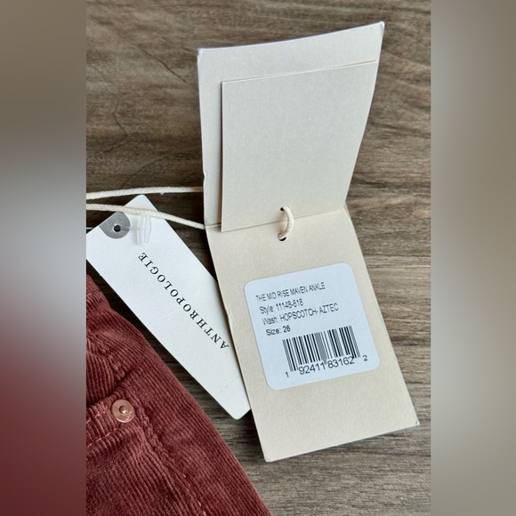 Mother Corduroy Mid Rise The Maven Ankle Pants Hopscotch Aztec Brown NWT - Picture 3 of 16